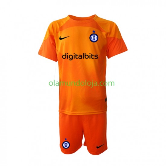 Camisola Inter de Milão Guarda-redes Criança Equipamento Quarto 2022-2023 Manga Curta
